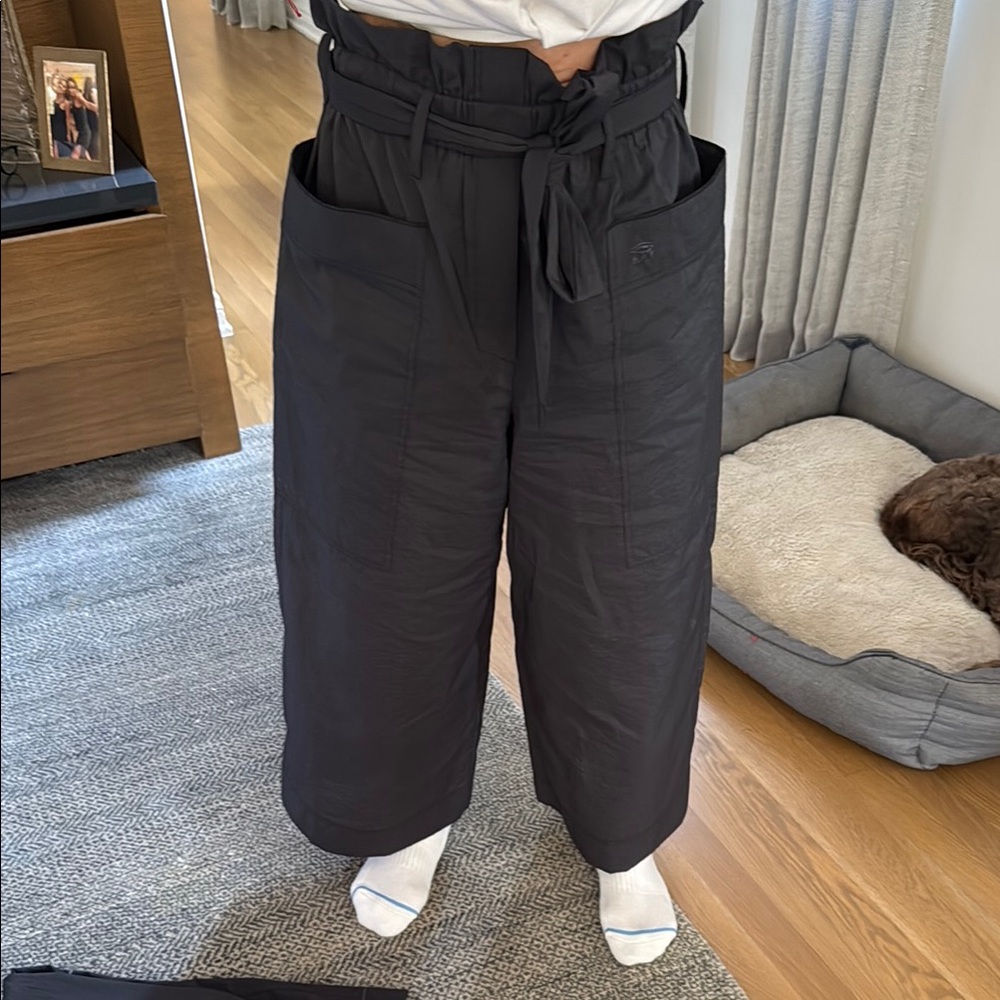 Nanushka Black High-Waisted Pants with Tie Belt